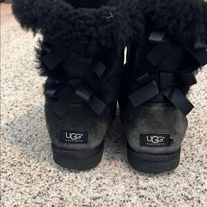 UGG Black Sheepskin Boots with Bows
